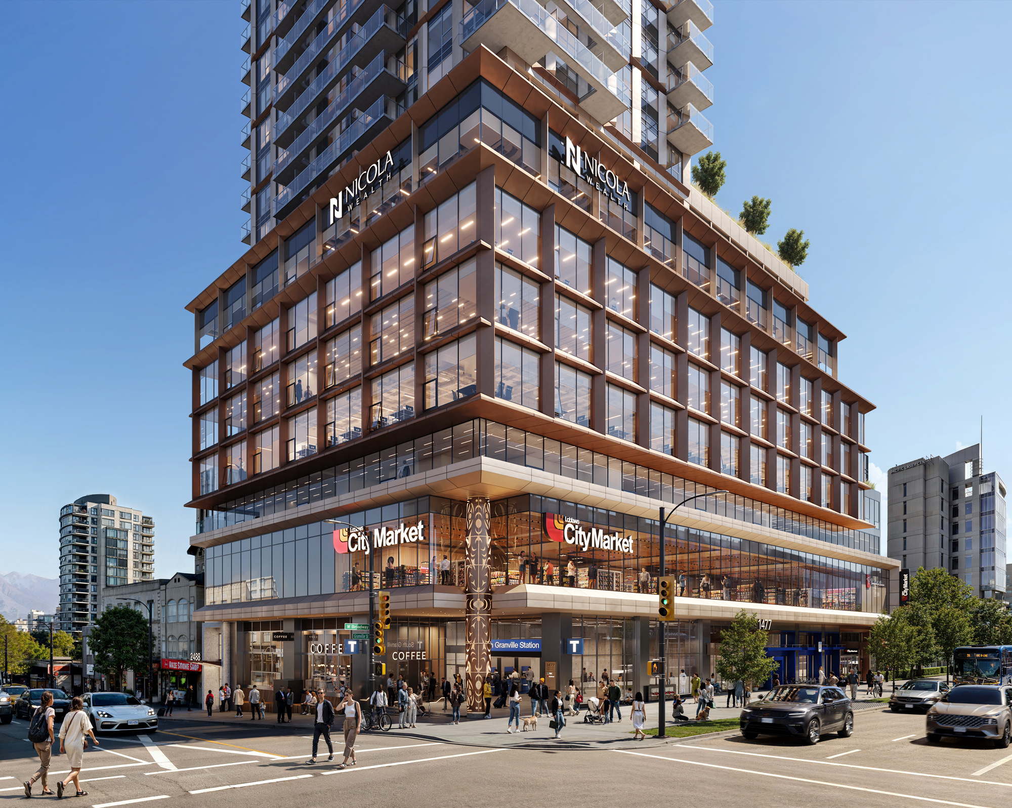 Street-level architectural rendering